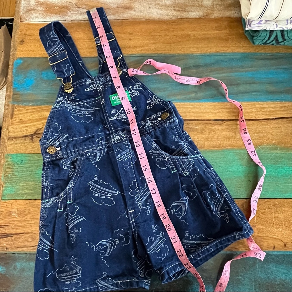 Vintage OshKosh B'gosh Overalls Denim Blue Boats 6 Toddler - Picture 11 of 11